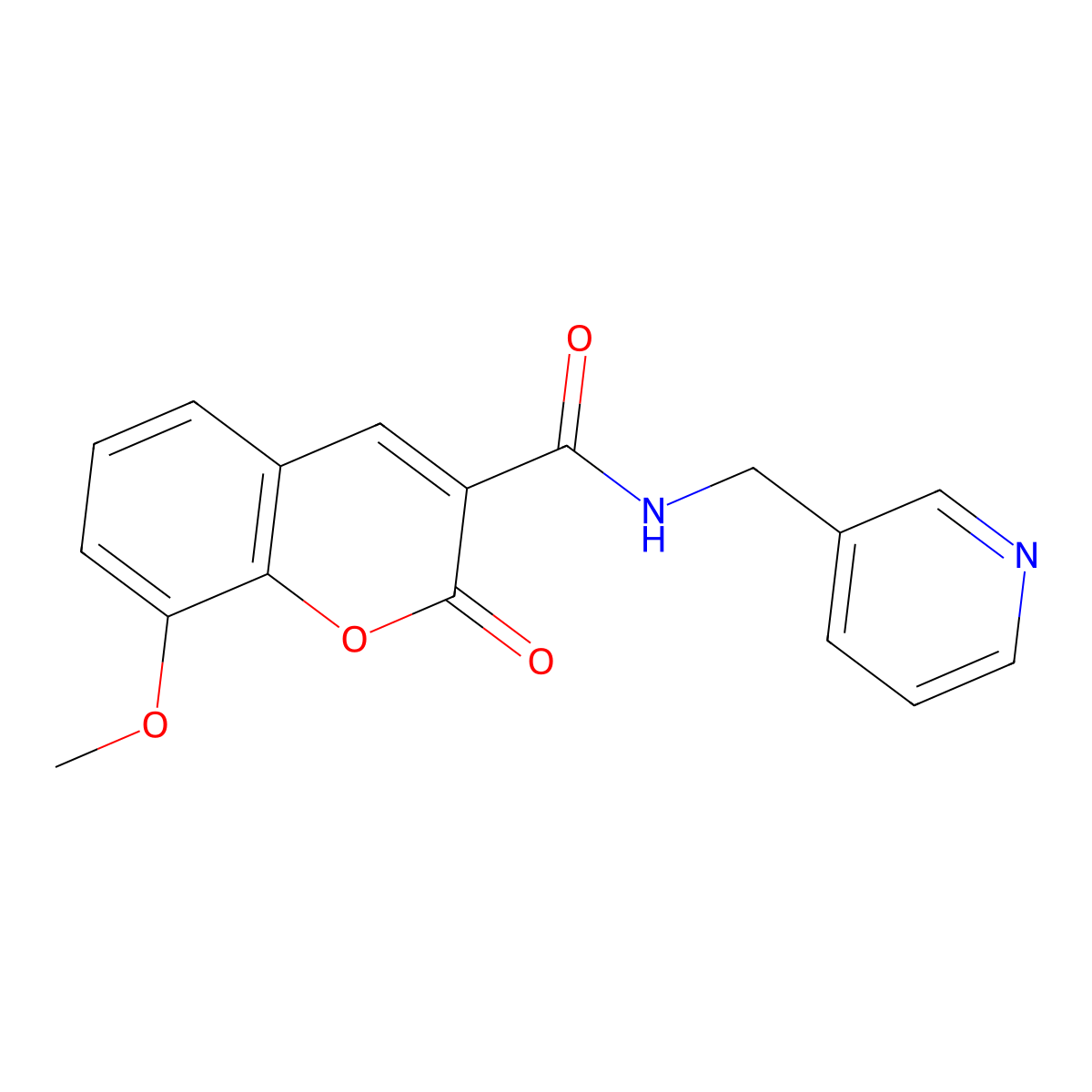 8-methoxy-2-oxo-N-(pyridin-3-ylmethyl)chromene-3-carboxamide molecular structure, CAS 431932-19-3