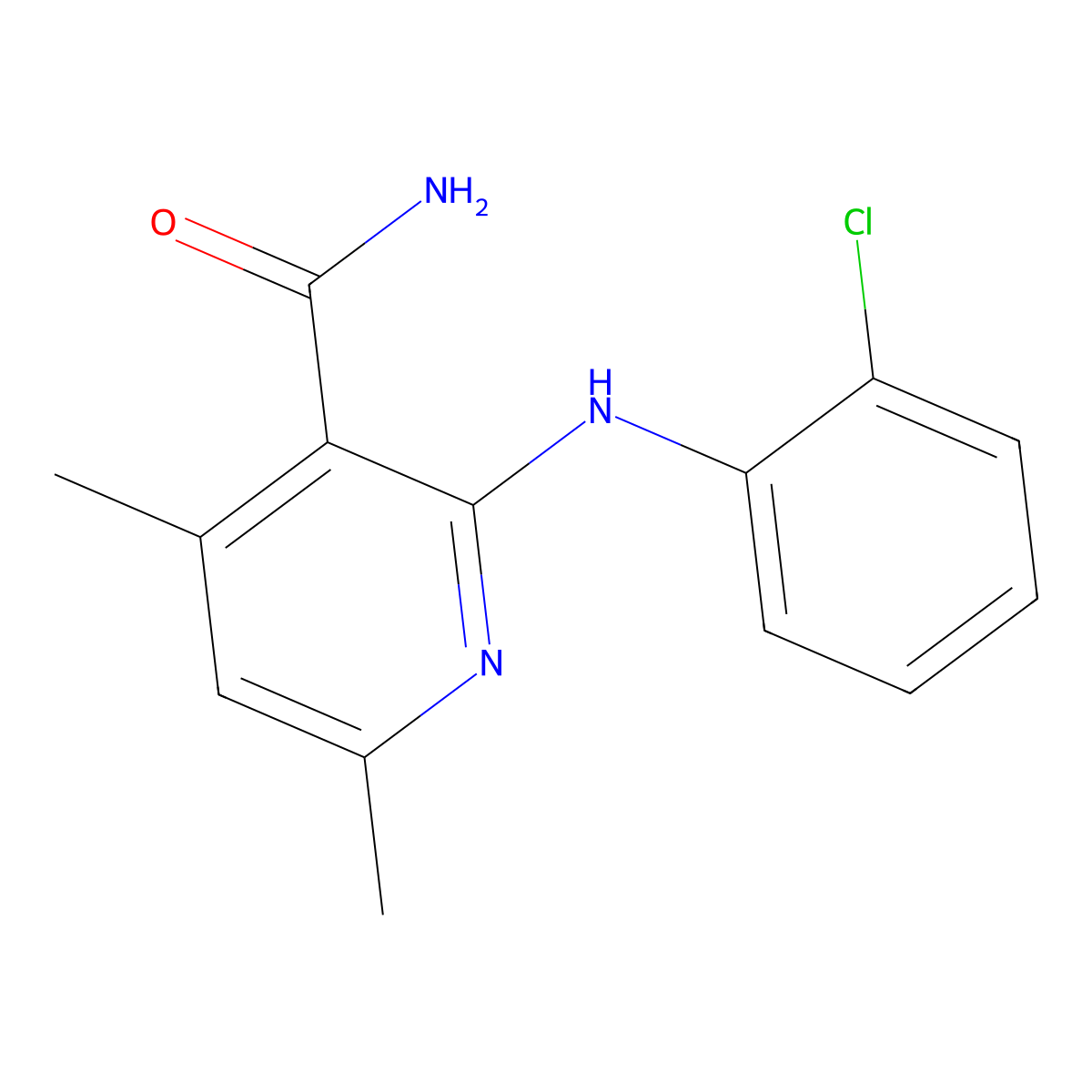 2-(2-Chloroanilino)-4,6-dimethylpyridine-3-carboxamide molecular structure, CAS 431932-42-2
