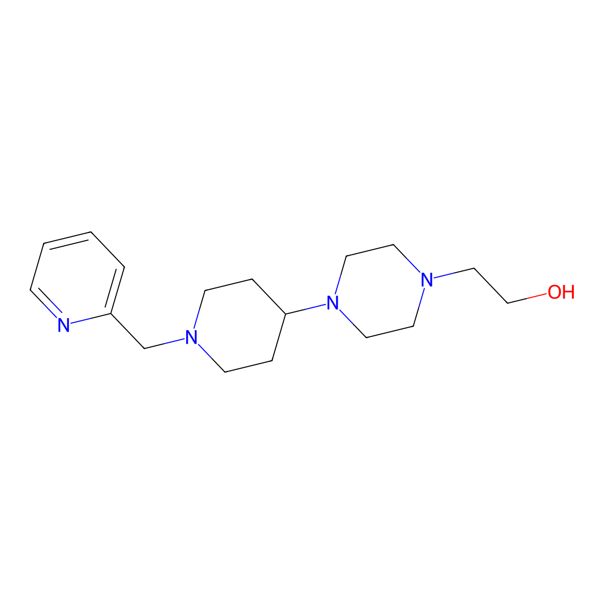 2-[4-[1-(Pyridin-2-ylmethyl)piperidin-4-yl]piperazin-1-yl]ethanol molecular structure, CAS 431932-47-7