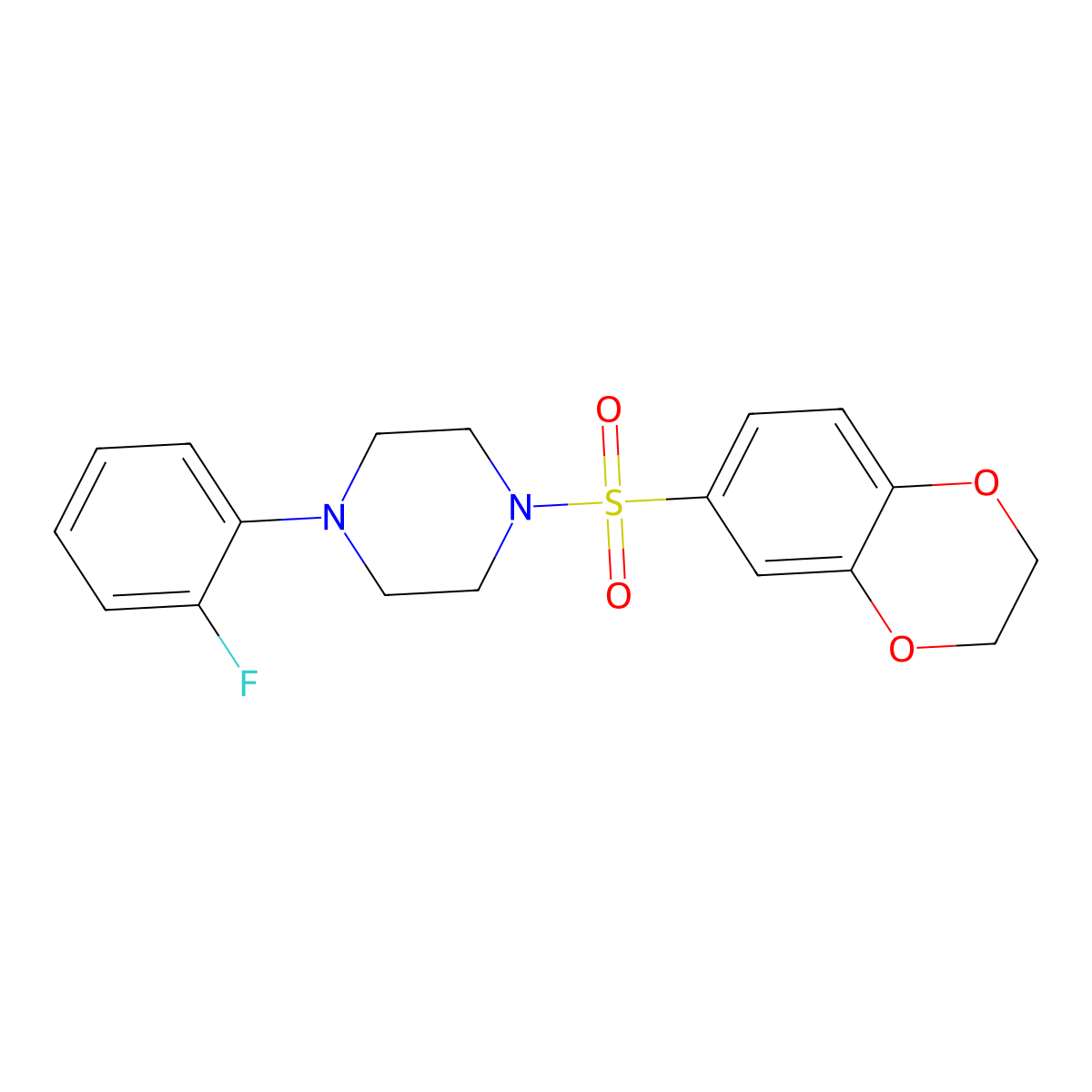 1-(2,3-Dihydro-1,4-benzodioxin-6-ylsulfonyl)-4-(2-fluorophenyl)piperazine molecular structure, CAS 431932-54-6
