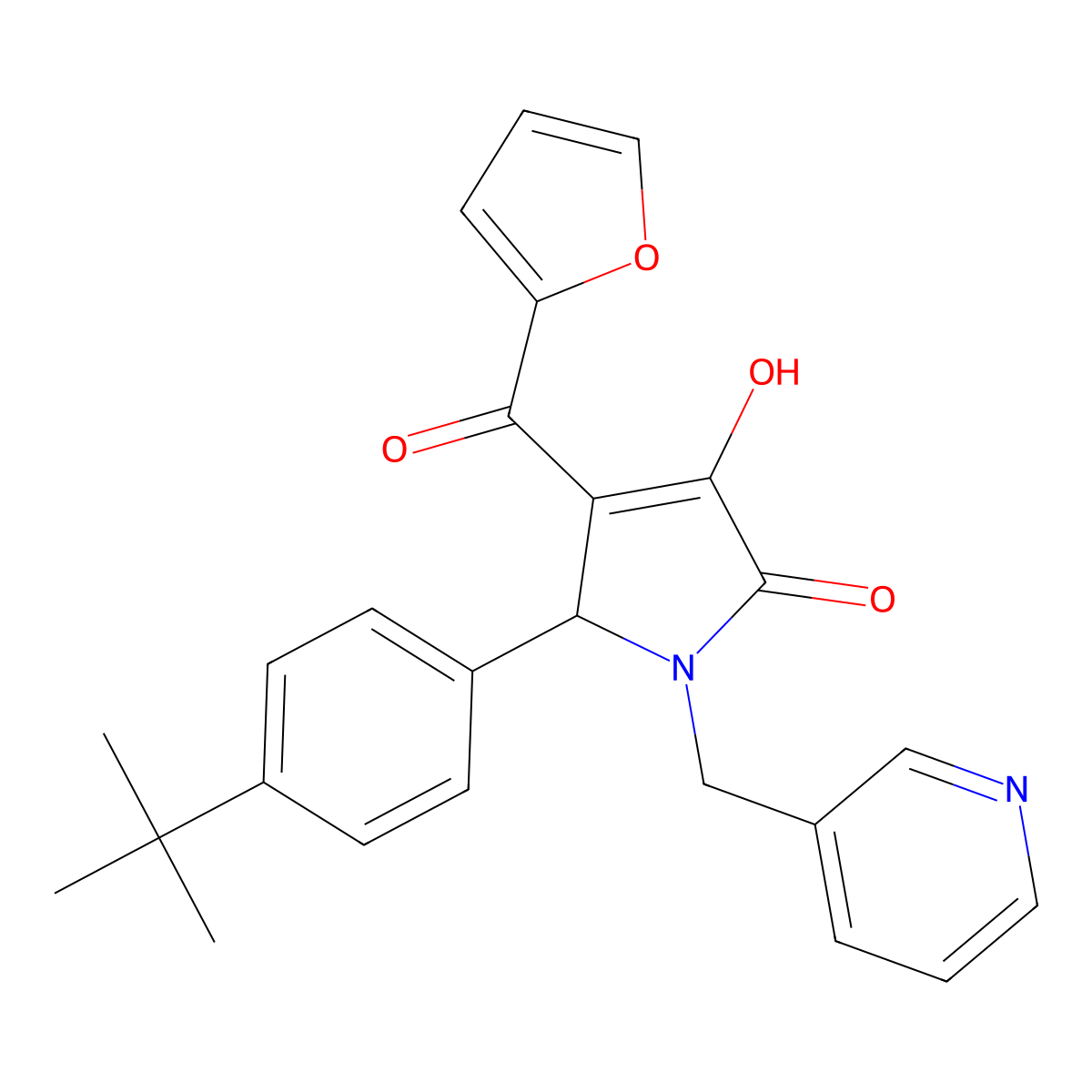 5-(4-Tert-butylphenyl)-4-(2-furoyl)-3-hydroxy-1-(3-pyridinylmethyl)-1,5-dihydro-2H-pyrrol-2-one molecular structure, CAS 431932-64-8