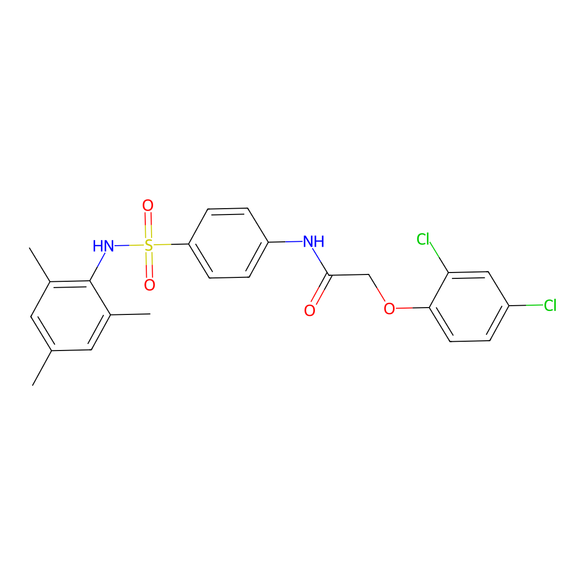 2-(2,4-dichlorophenoxy)-N-{4-[(mesitylamino)sulfonyl]phenyl}acetamide molecular structure, CAS 431932-65-9