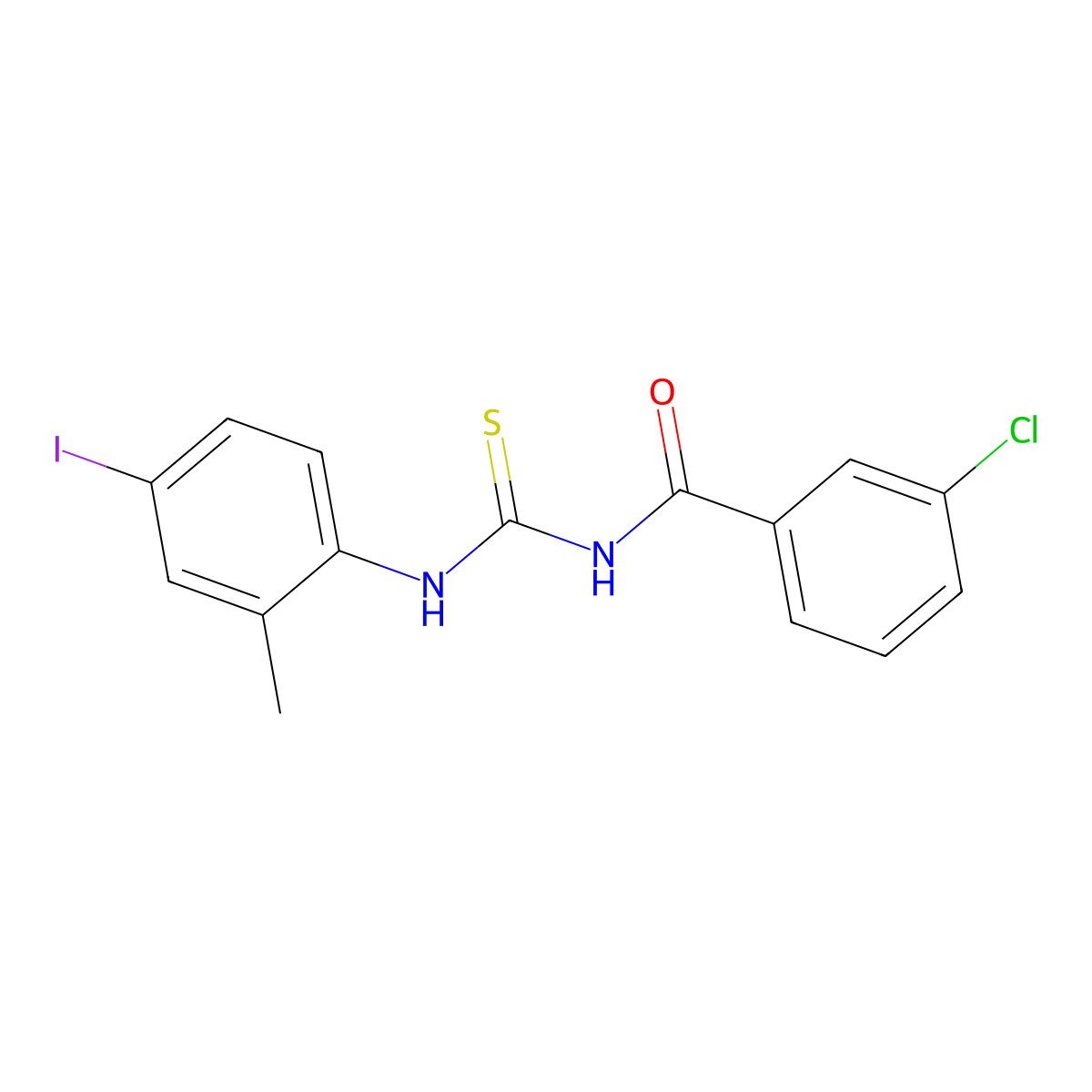 3-chloro-N-[(4-iodo-2-methylphenyl)carbamothioyl]benzamide molecular structure, CAS 431932-72-8