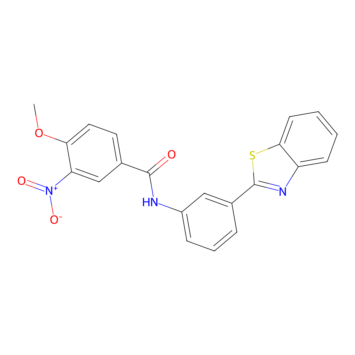 N-[3-(1,3-benzothiazol-2-yl)phenyl]-4-methoxy-3-nitrobenzamide molecular structure, CAS 431933-01-6
