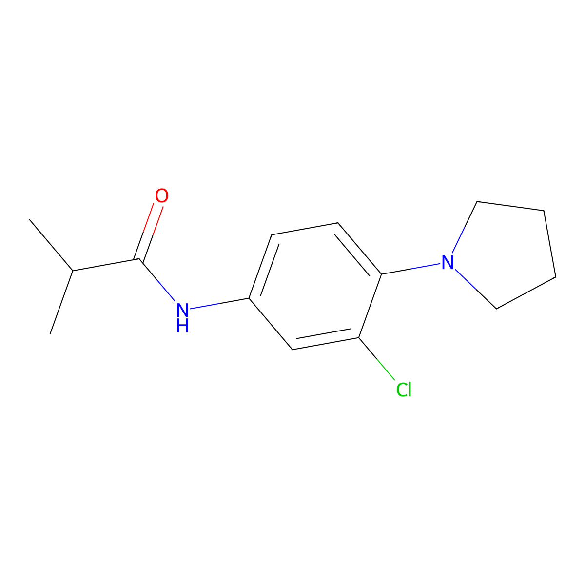 N-(3-chloro-4-pyrrolidin-1-ylphenyl)-2-methylpropanamide molecular structure, CAS 431933-14-1