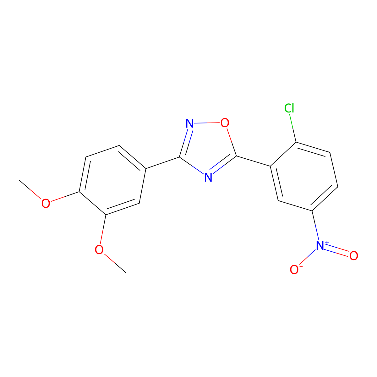 5-(2-Chloro-5-nitrophenyl)-3-(3,4-dimethoxyphenyl)-1,2,4-oxadiazole molecular structure, CAS 431933-15-2