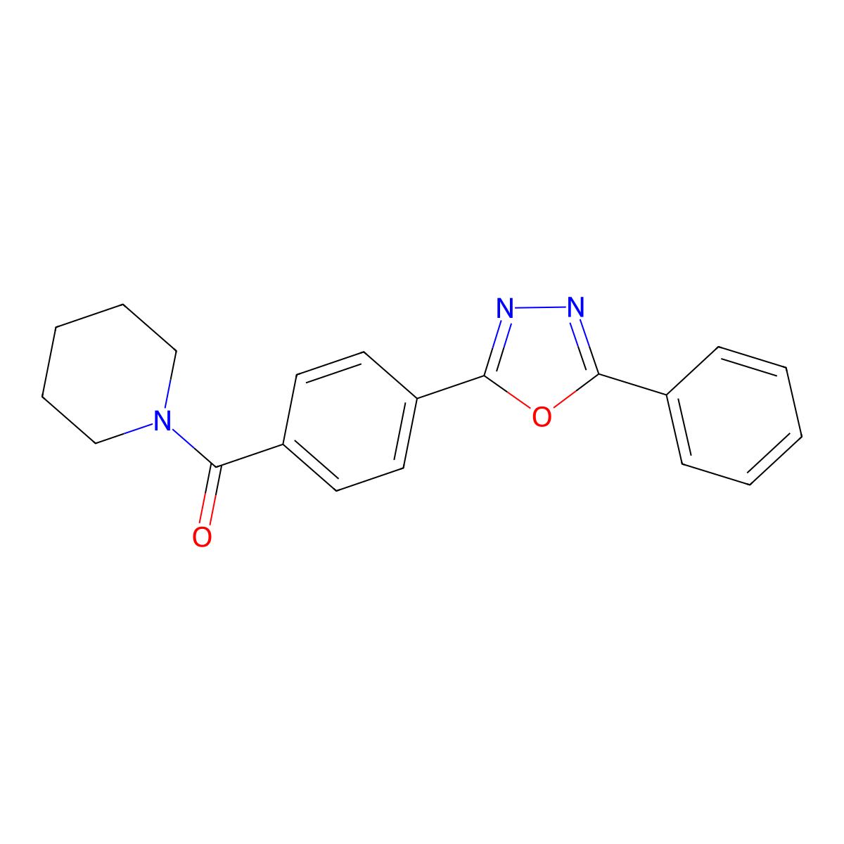 [4-(5-Phenyl-1,3,4-oxadiazol-2-yl)phenyl]-piperidin-1-ylmethanone molecular structure, CAS 431933-31-2