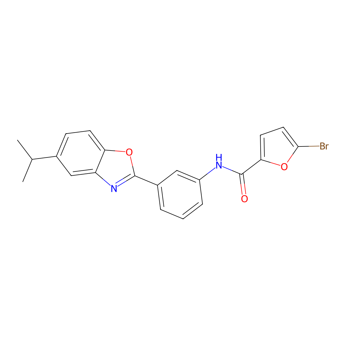 5-bromo-N-[3-(5-propan-2-yl-1,3-benzoxazol-2-yl)phenyl]furan-2-carboxamide molecular structure, CAS 431933-35-6