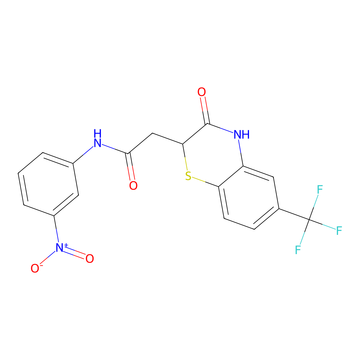 N-(3-nitrophenyl)-2-[3-oxo-6-(trifluoromethyl)-3,4-dihydro-2H-1,4-benzothiazin-2-yl]acetamide molecular structure, CAS 431933-43-6