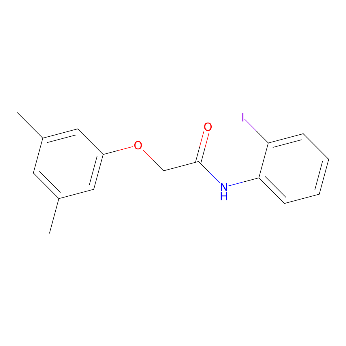 2-(3,5-dimethylphenoxy)-N-(2-iodophenyl)acetamide molecular structure, CAS 431933-47-0
