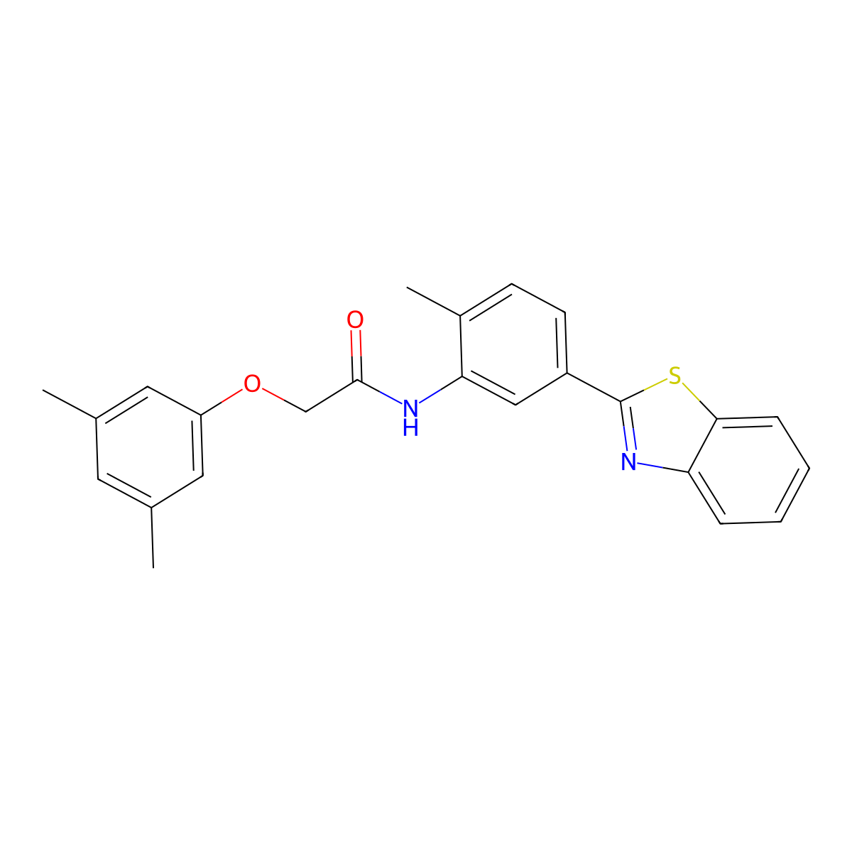 N-[5-(1,3-benzothiazol-2-yl)-2-methylphenyl]-2-(3,5-dimethylphenoxy)acetamide molecular structure, CAS 431933-52-7
