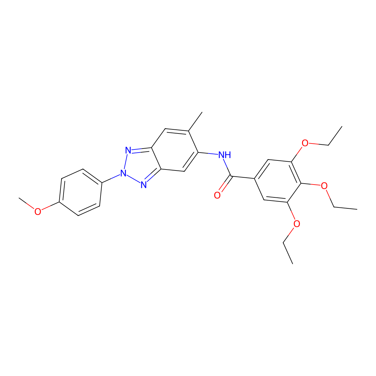 3,4,5-triethoxy-N-[2-(4-methoxyphenyl)-6-methylbenzotriazol-5-yl]benzamide molecular structure, CAS 431933-68-5