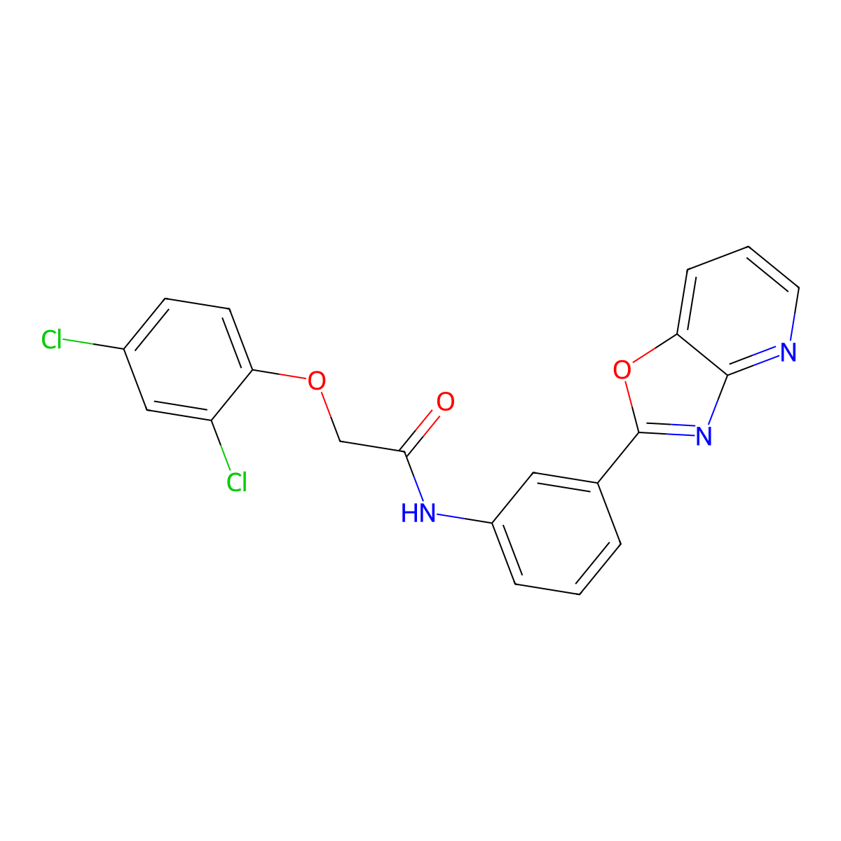 2-(2,4-dichlorophenoxy)-N-[3-([1,3]oxazolo[4,5-b]pyridin-2-yl)phenyl]acetamide molecular structure, CAS 431933-71-0