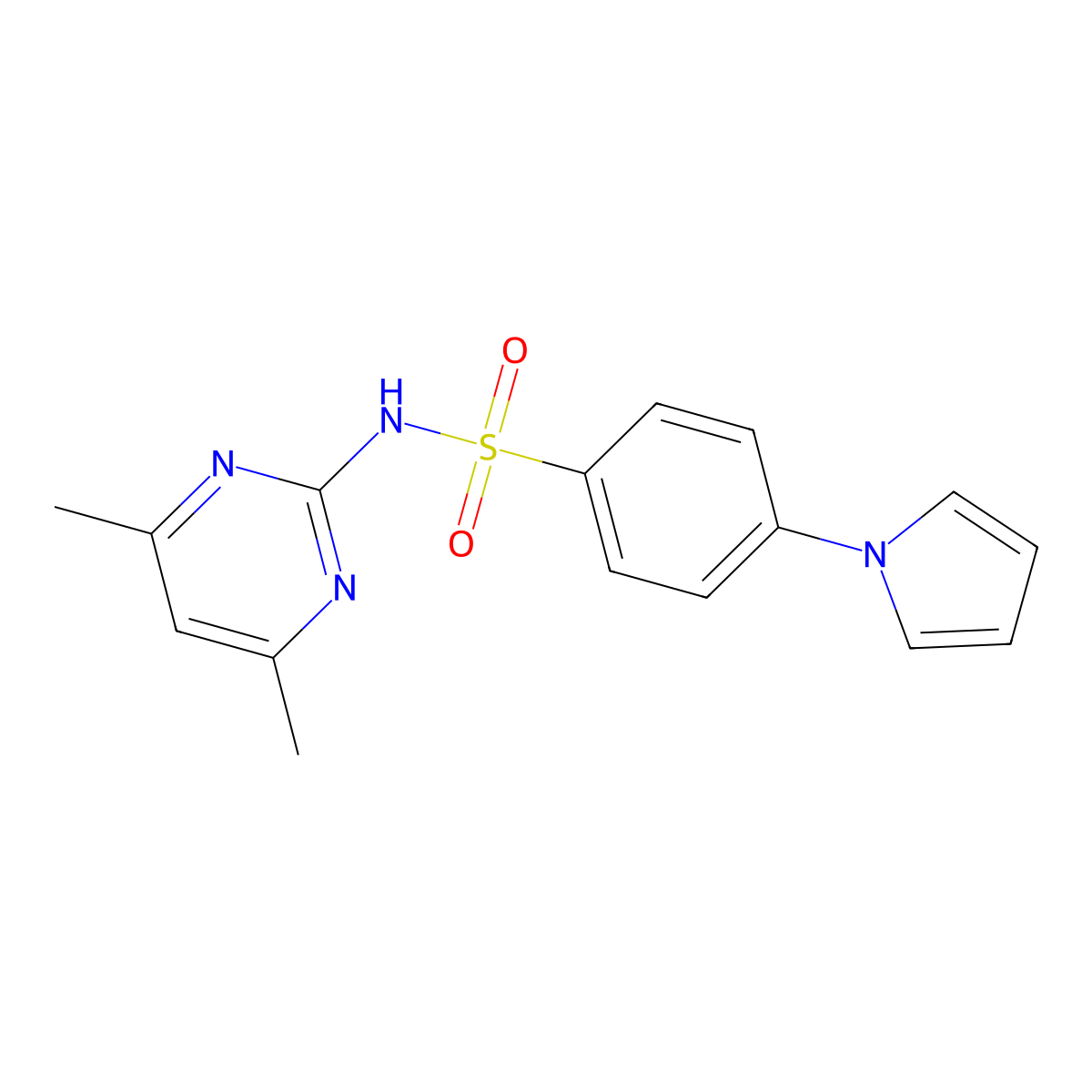 N-(4,6-dimethyl-2-pyrimidinyl)-4-(1H-pyrrol-1-yl)benzenesulfonamide molecular structure, CAS 431933-86-7