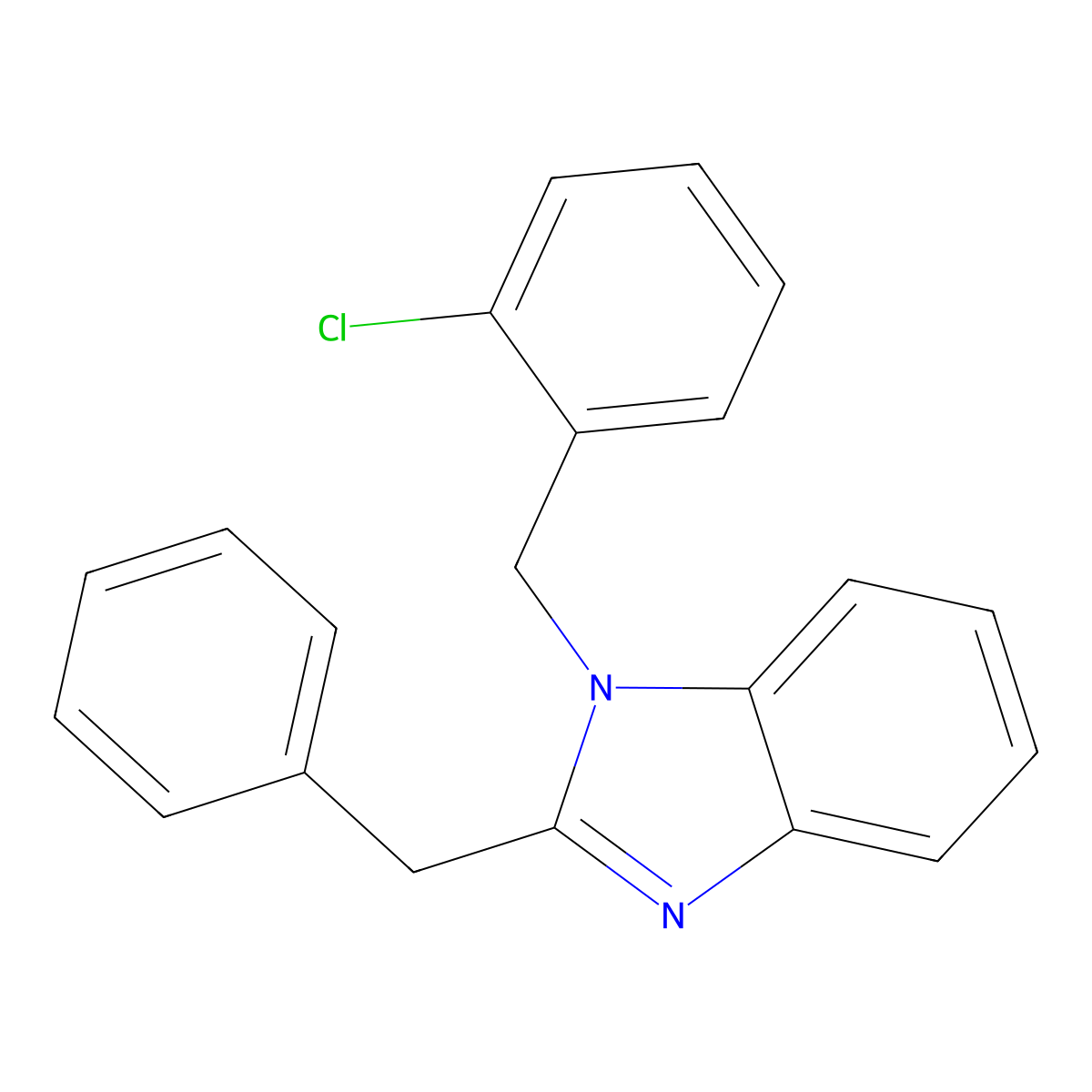 2-benzyl-1-(2-chlorobenzyl)-1H-benzimidazole molecular structure, CAS 431933-87-8