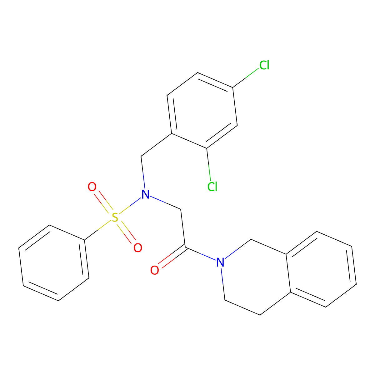 N-[(2,4-dichlorophenyl)methyl]-N-[2-(3,4-dihydro-1H-isoquinolin-2-yl)-2-oxoethyl]benzenesulfonamide molecular structure, CAS 431933-96-9
