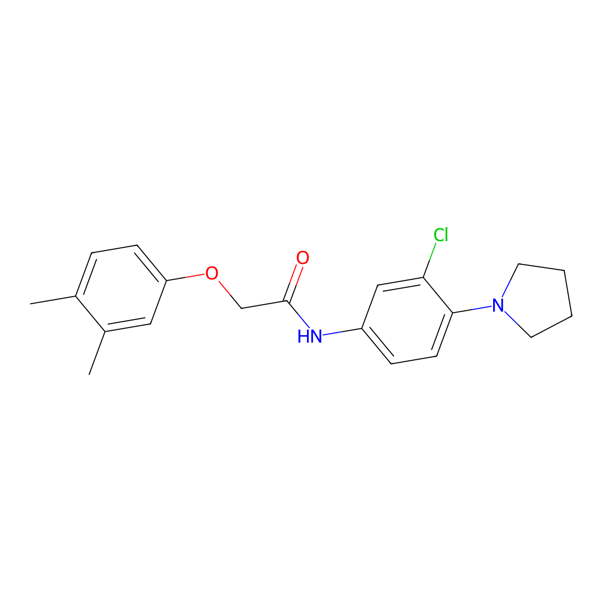 N-(3-chloro-4-pyrrolidin-1-ylphenyl)-2-(3,4-dimethylphenoxy)acetamide molecular structure, CAS 431934-01-9