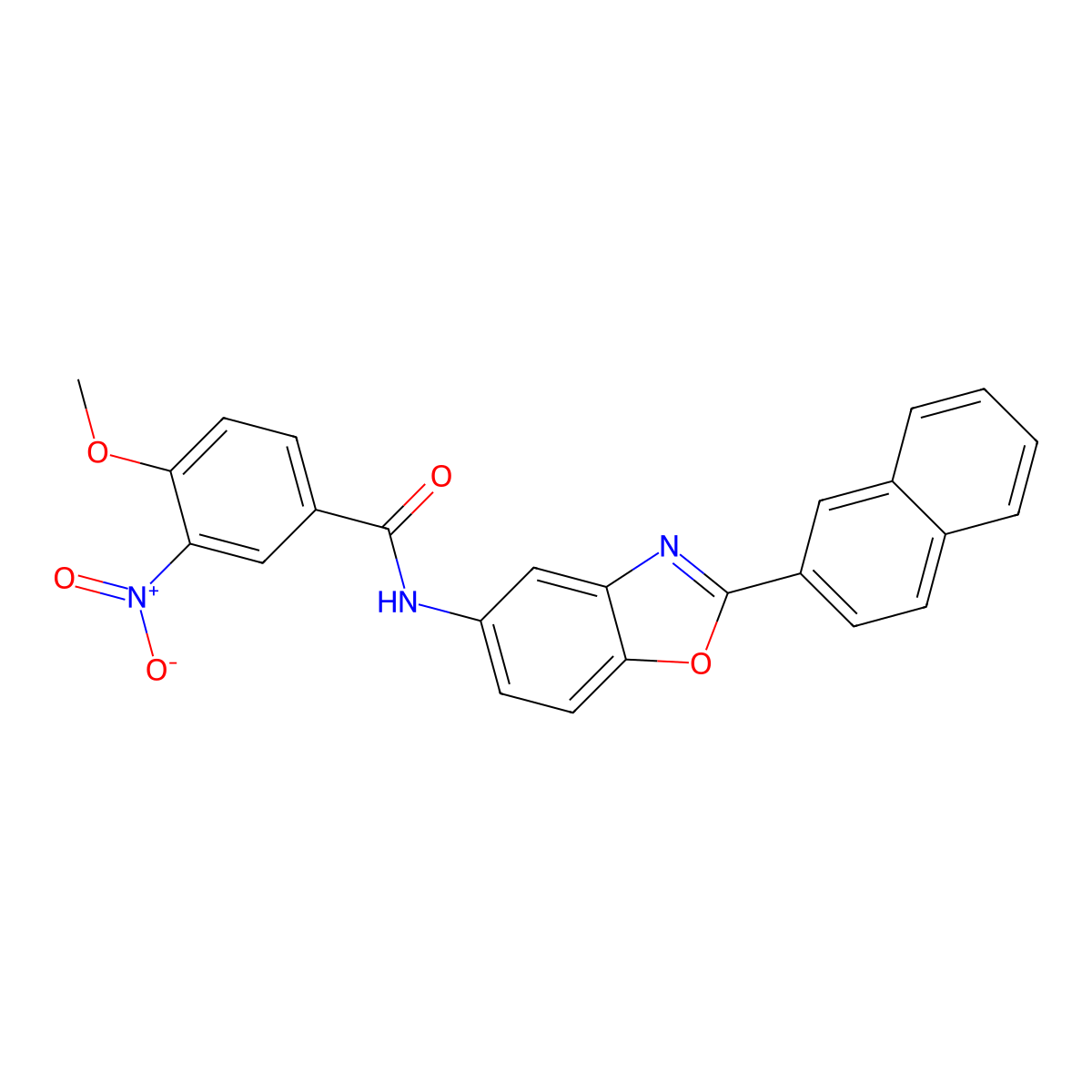 4-methoxy-N-(2-naphthalen-2-yl-1,3-benzoxazol-5-yl)-3-nitrobenzamide molecular structure, CAS 431934-12-2