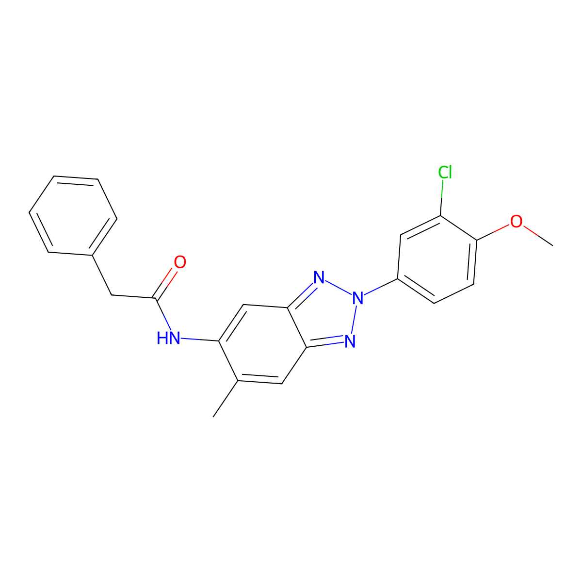 N-[2-(3-chloro-4-methoxyphenyl)-6-methylbenzotriazol-5-yl]-2-phenylacetamide molecular structure, CAS 431934-13-3