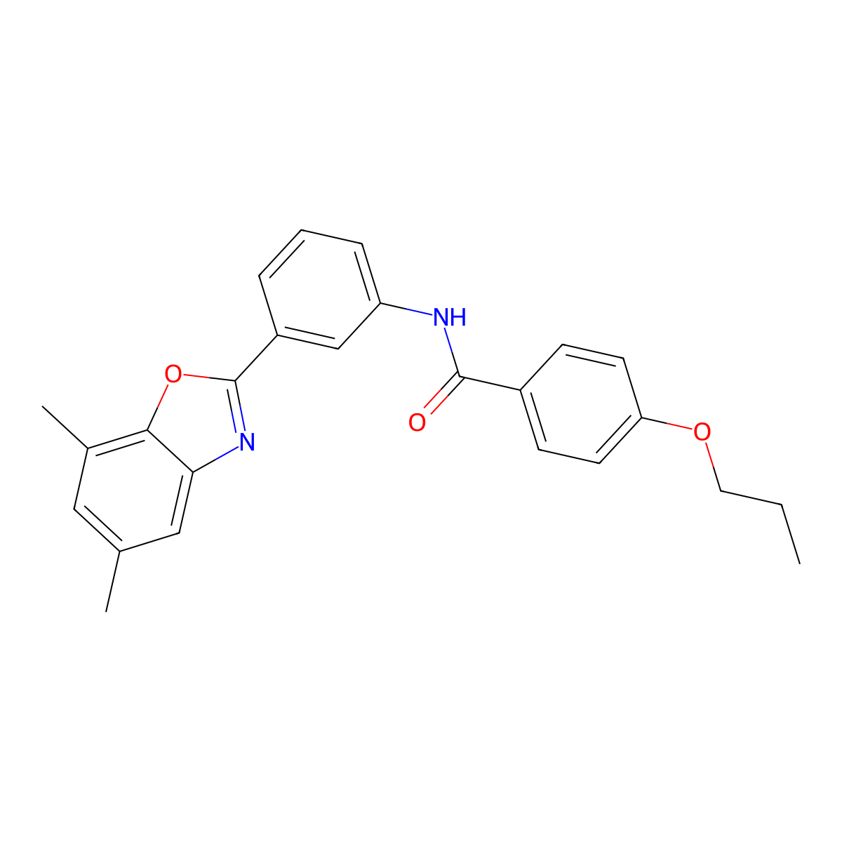 N-[3-(5,7-dimethyl-1,3-benzoxazol-2-yl)phenyl]-4-propoxybenzamide molecular structure, CAS 431934-23-5