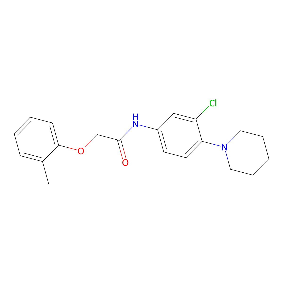 N-(3-chloro-4-piperidin-1-ylphenyl)-2-(2-methylphenoxy)acetamide molecular structure, CAS 431934-35-9