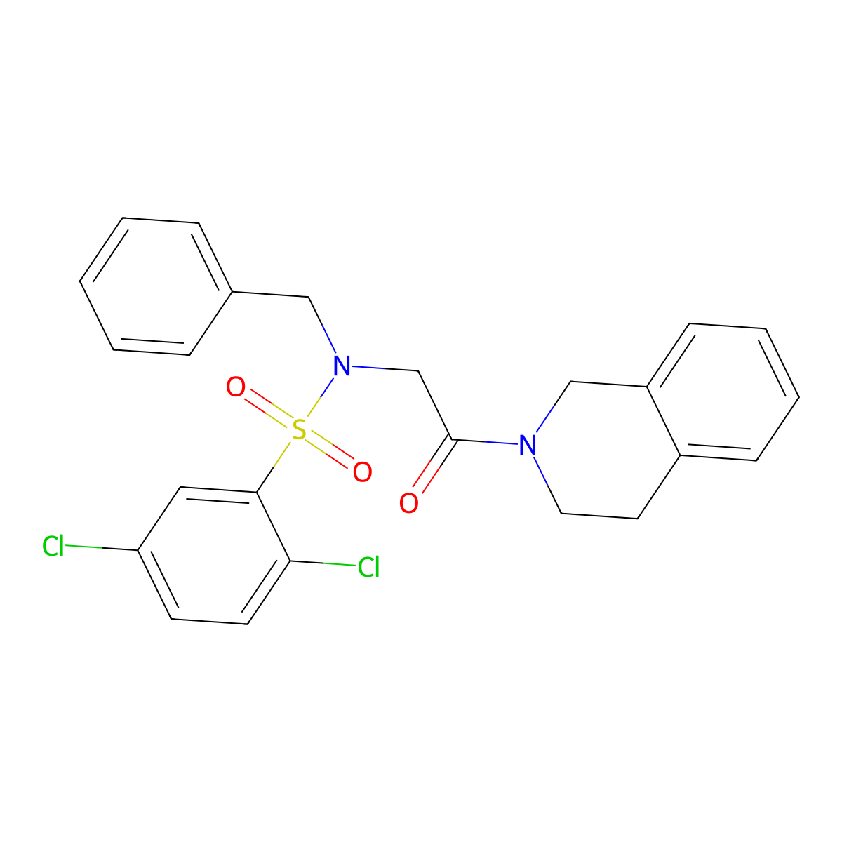 N-benzyl-2,5-dichloro-N-[2-(3,4-dihydro-1H-isoquinolin-2-yl)-2-oxoethyl]benzenesulfonamide molecular structure, CAS 431934-49-5