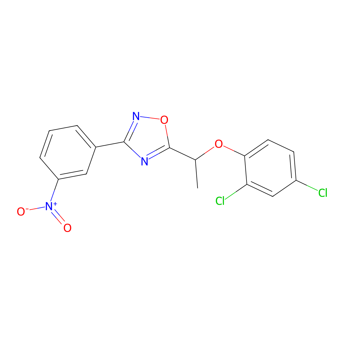 5-[1-(2,4-Dichlorophenoxy)ethyl]-3-(3-nitrophenyl)-1,2,4-oxadiazole molecular structure, CAS 431934-73-5