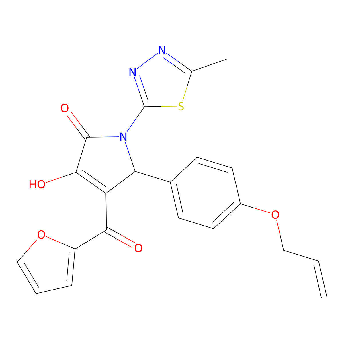 5-[4-(allyloxy)phenyl]-4-(2-furoyl)-3-hydroxy-1-(5-methyl-1,3,4-thiadiazol-2-yl)-1,5-dihydro-2H-pyrrol-2-one molecular structure, CAS 431934-93-9