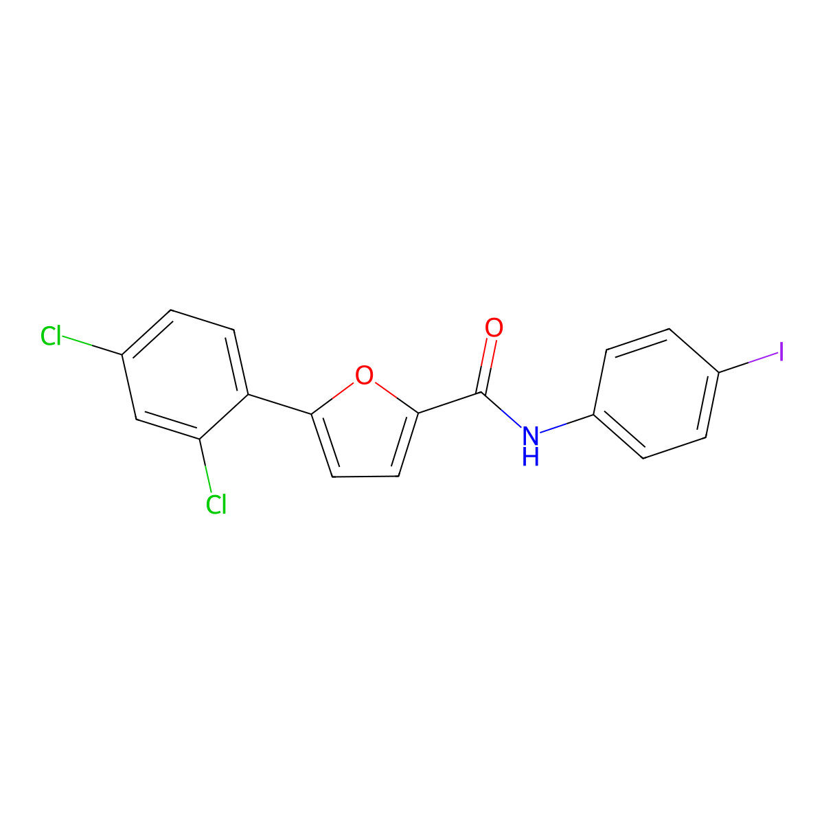 5-(2,4-dichlorophenyl)-N-(4-iodophenyl)furan-2-carboxamide molecular structure, CAS 431935-05-6