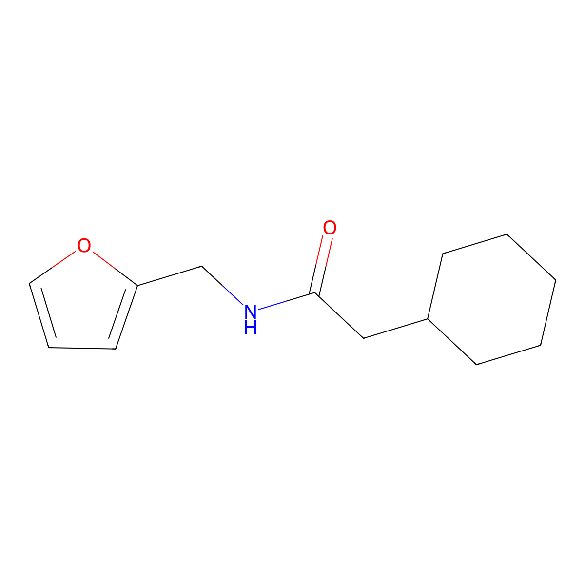 2-cyclohexyl-N-(furan-2-ylmethyl)acetamide molecular structure, CAS 431935-15-8