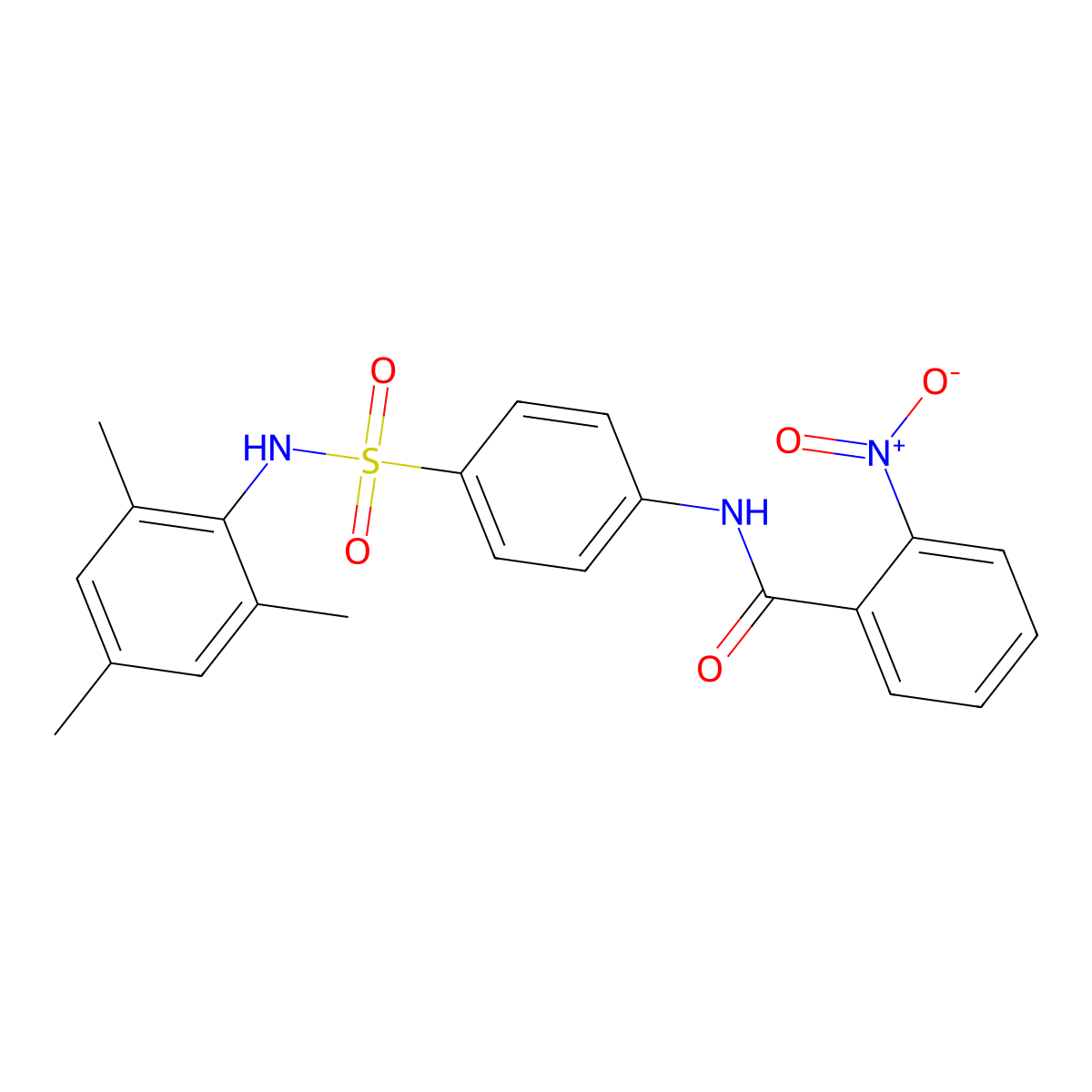 2-nitro-N-[4-[(2,4,6-trimethylphenyl)sulfamoyl]phenyl]benzamide molecular structure, CAS 431935-16-9