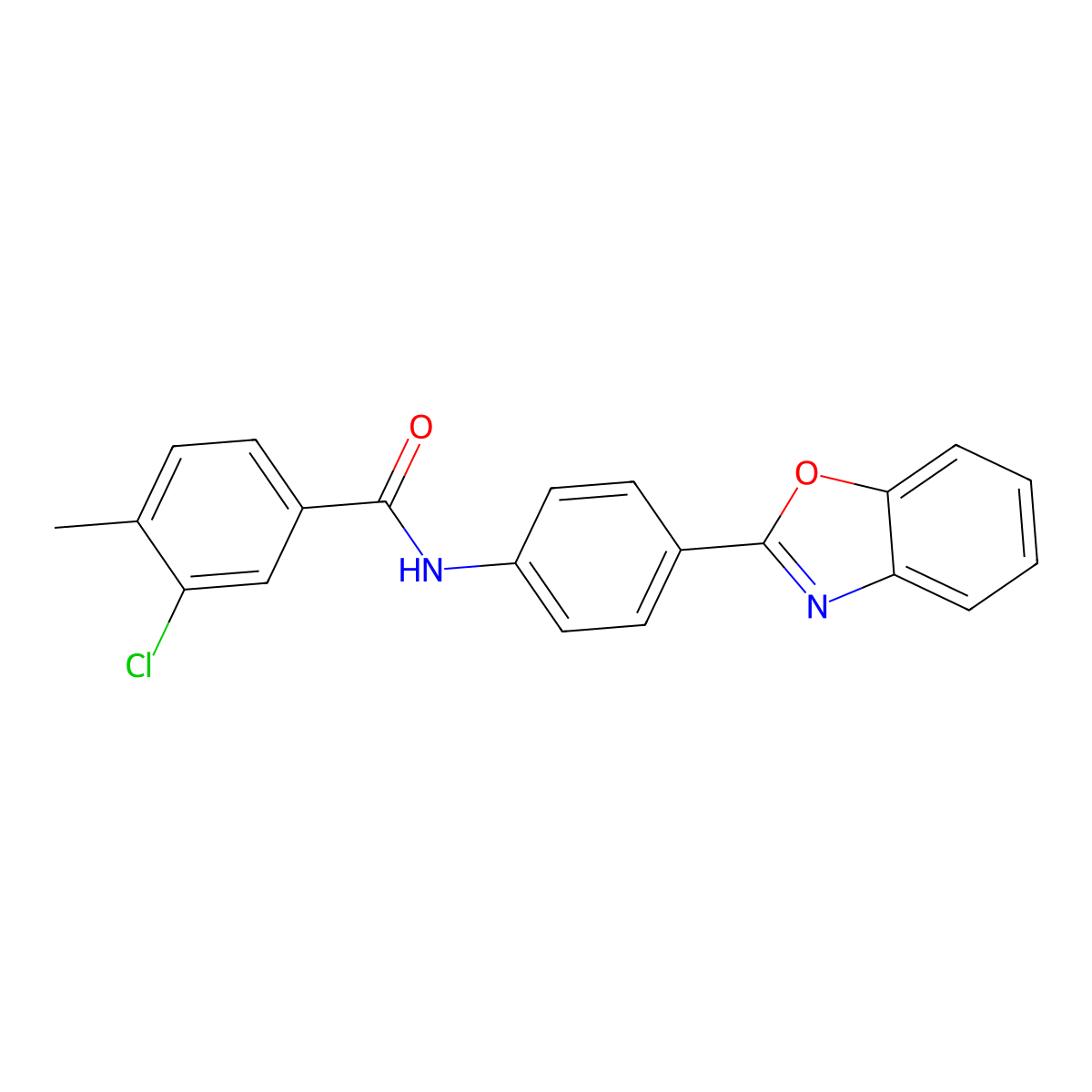N-[4-(1,3-benzoxazol-2-yl)phenyl]-3-chloro-4-methylbenzamide molecular structure, CAS 431937-09-6