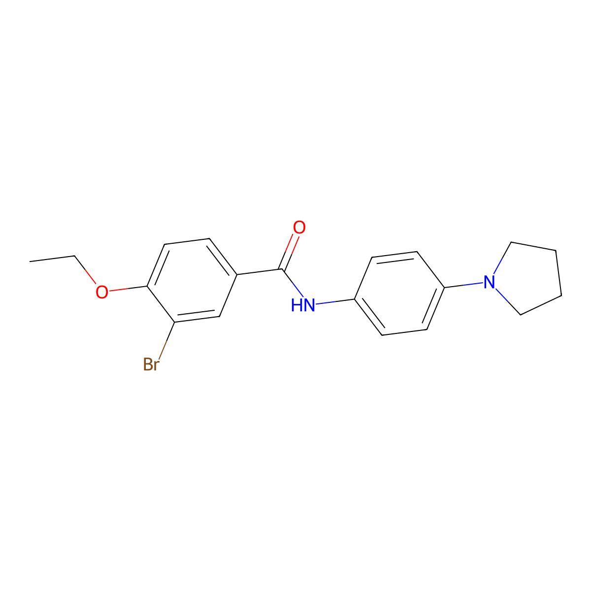 3-bromo-4-ethoxy-N-(4-pyrrolidin-1-ylphenyl)benzamide molecular structure, CAS 431937-17-6