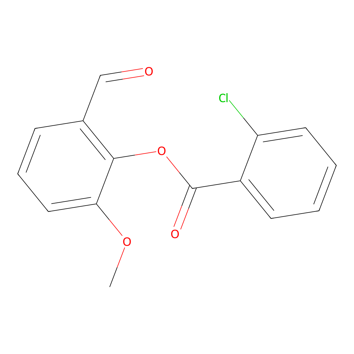 2-Formyl-6-methoxyphenyl 2-chlorobenzoate molecular structure, CAS 431937-28-9