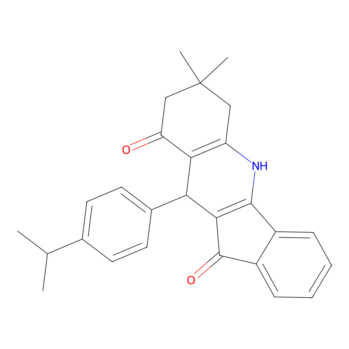 7,7-dimethyl-10-[4-(propan-2-yl)phenyl]-6,7,8,10-tetrahydro-5H-indeno[1,2-b]quinoline-9,11-dione molecular structure, CAS 431937-38-1