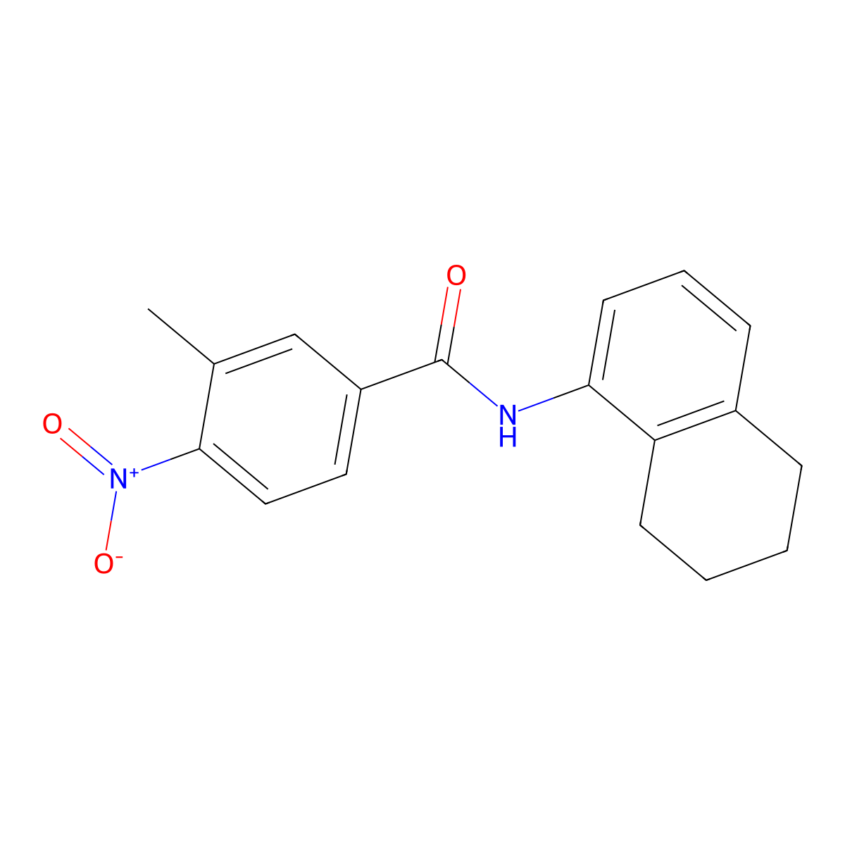3-methyl-4-nitro-N-(5,6,7,8-tetrahydronaphthalen-1-yl)benzamide molecular structure, CAS 431937-44-9