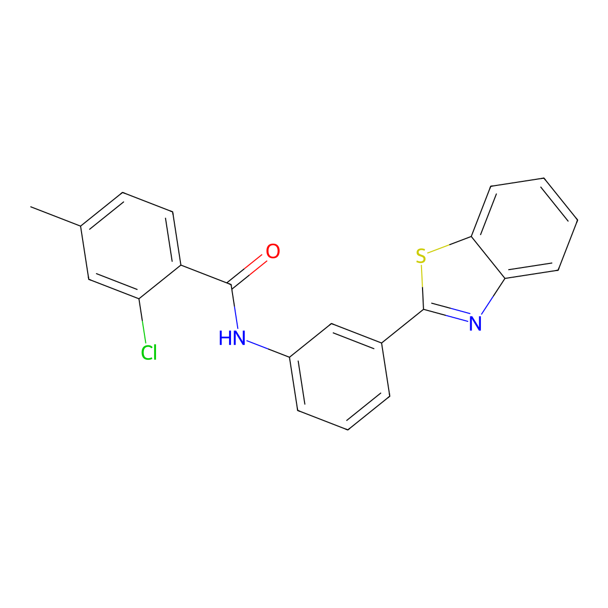 N-[3-(1,3-benzothiazol-2-yl)phenyl]-2-chloro-4-methylbenzamide molecular structure, CAS 431937-47-2