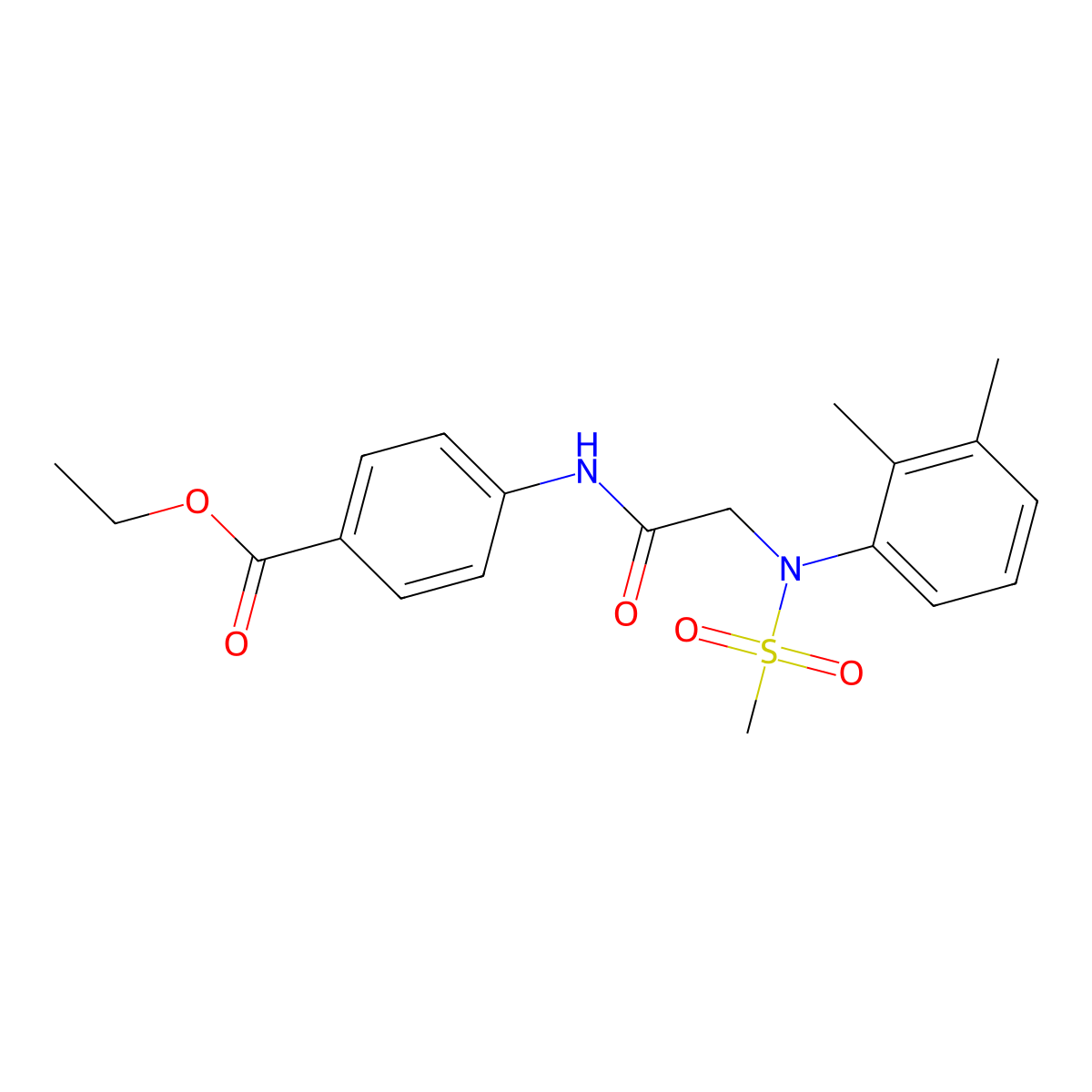 Ethyl 4-({[2,3-dimethyl(methylsulfonyl)anilino]acetyl}amino)benzoate molecular structure, CAS 431937-71-2