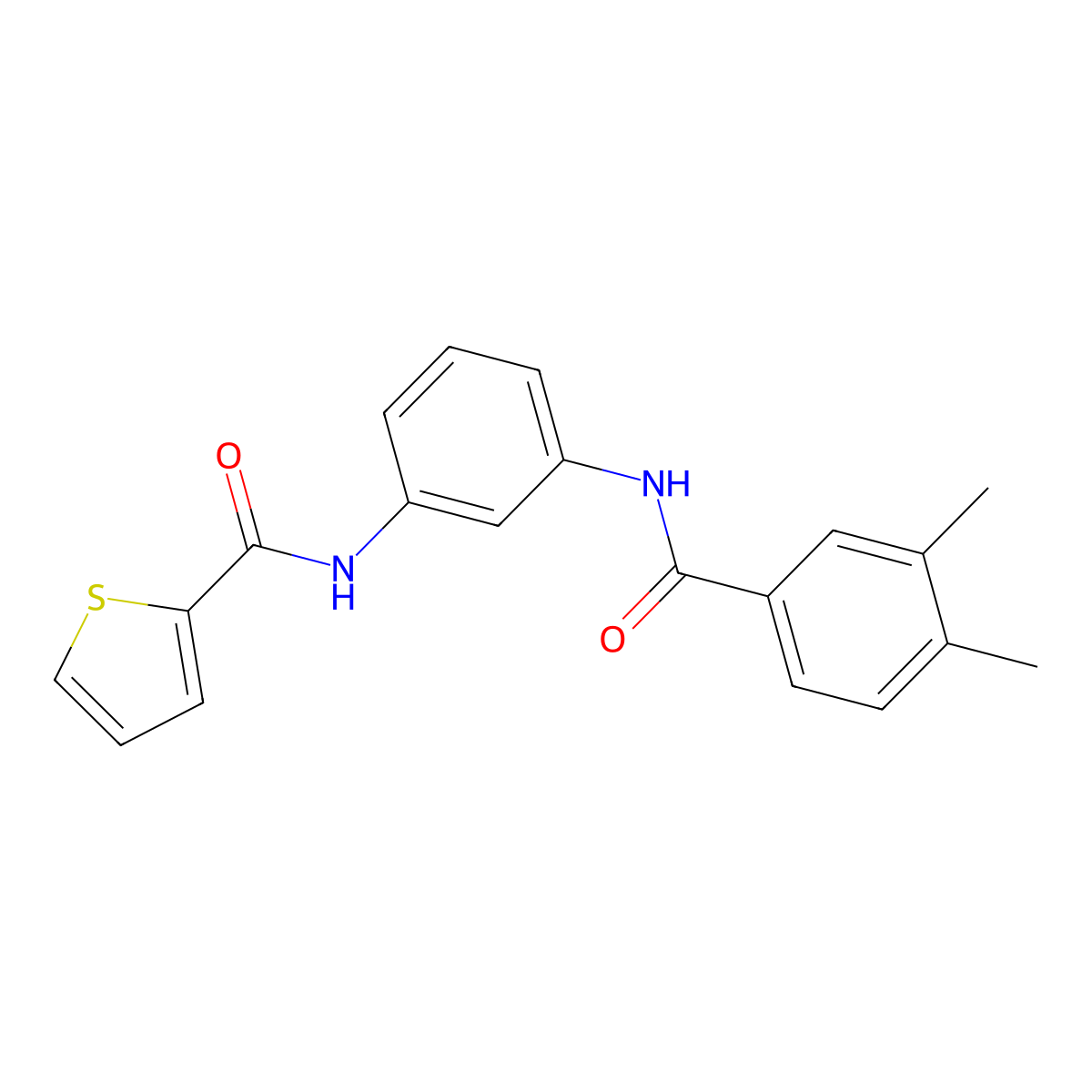 N-[3-[(3,4-dimethylbenzoyl)amino]phenyl]thiophene-2-carboxamide molecular structure, CAS 431938-07-7