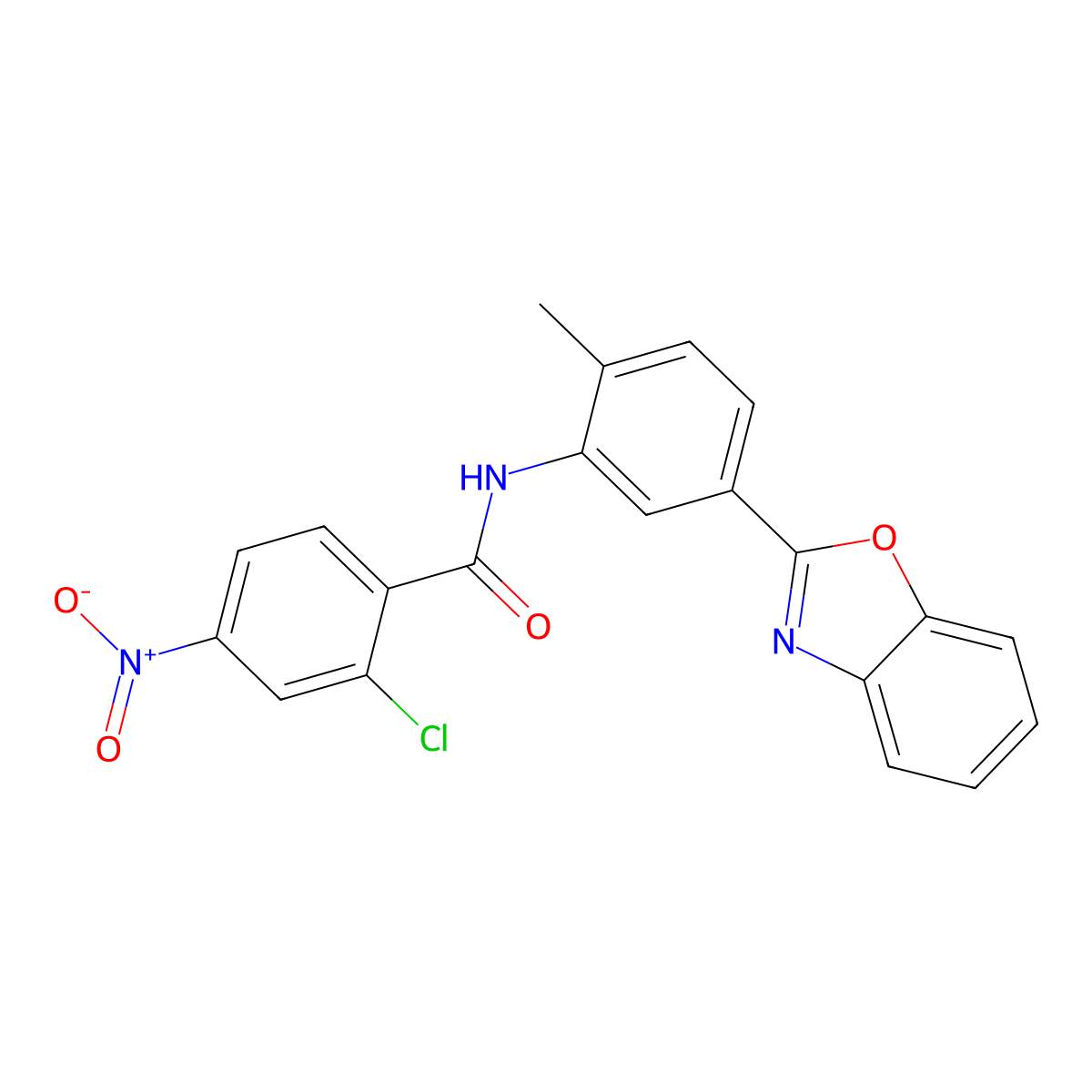 N-[5-(1,3-benzoxazol-2-yl)-2-methylphenyl]-2-chloro-4-nitrobenzamide molecular structure, CAS 431938-09-9