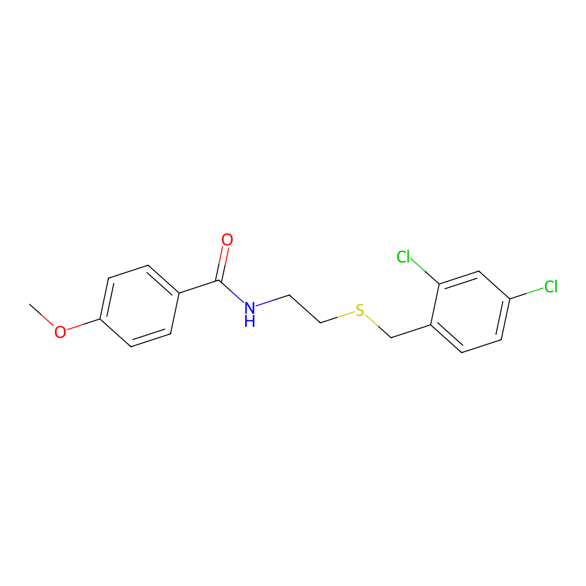 N-[2-[(2,4-dichlorophenyl)methylsulfanyl]ethyl]-4-methoxybenzamide molecular structure, CAS 431938-23-7