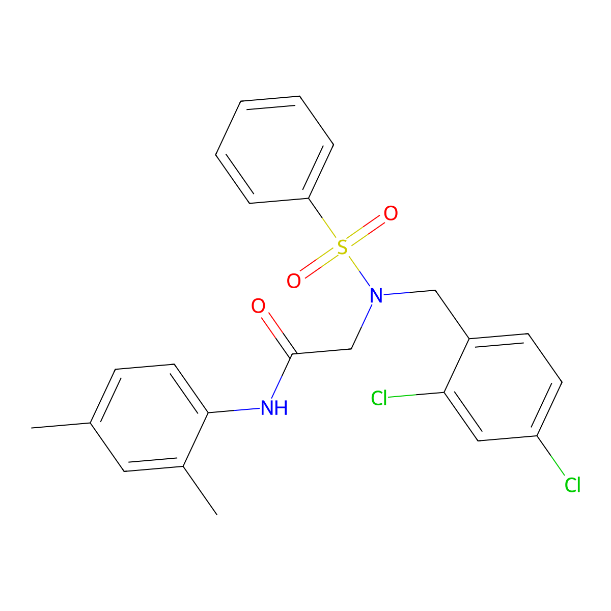 2-[benzenesulfonyl-[(2,4-dichlorophenyl)methyl]amino]-N-(2,4-dimethylphenyl)acetamide molecular structure, CAS 431938-24-8