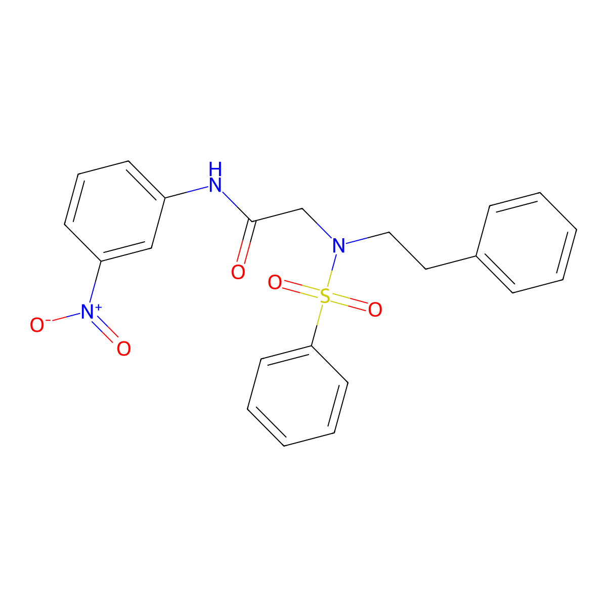 N-(3-nitrophenyl)-N~2~-(2-phenylethyl)-N~2~-(phenylsulfonyl)glycinamide molecular structure, CAS 431938-31-7