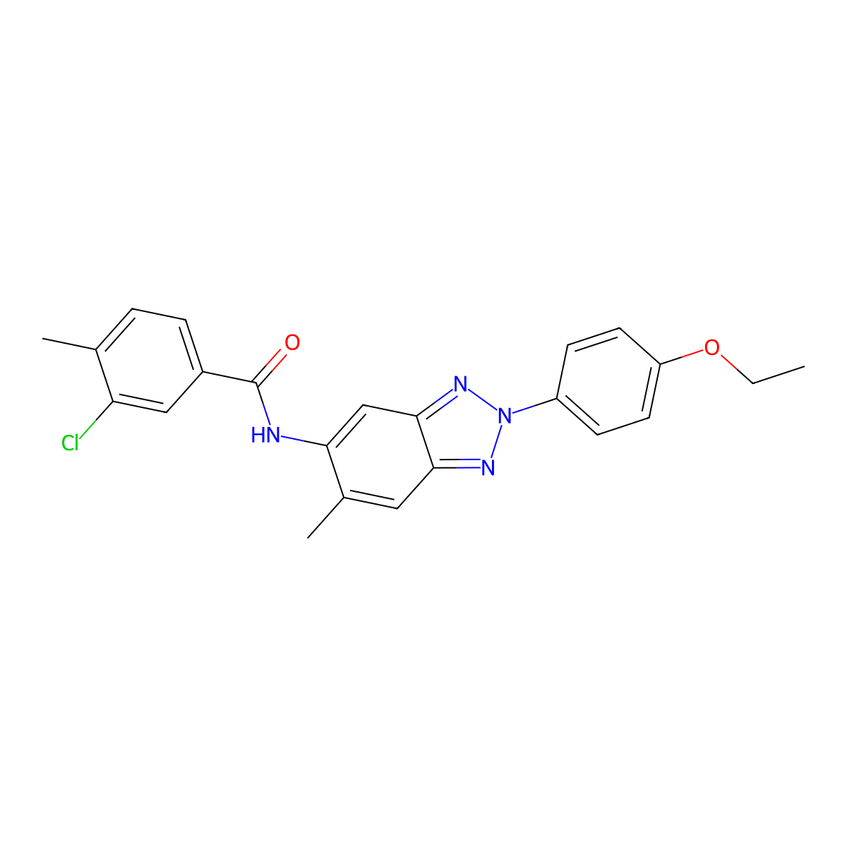 3-chloro-N-[2-(4-ethoxyphenyl)-6-methylbenzotriazol-5-yl]-4-methylbenzamide molecular structure, CAS 431938-34-0