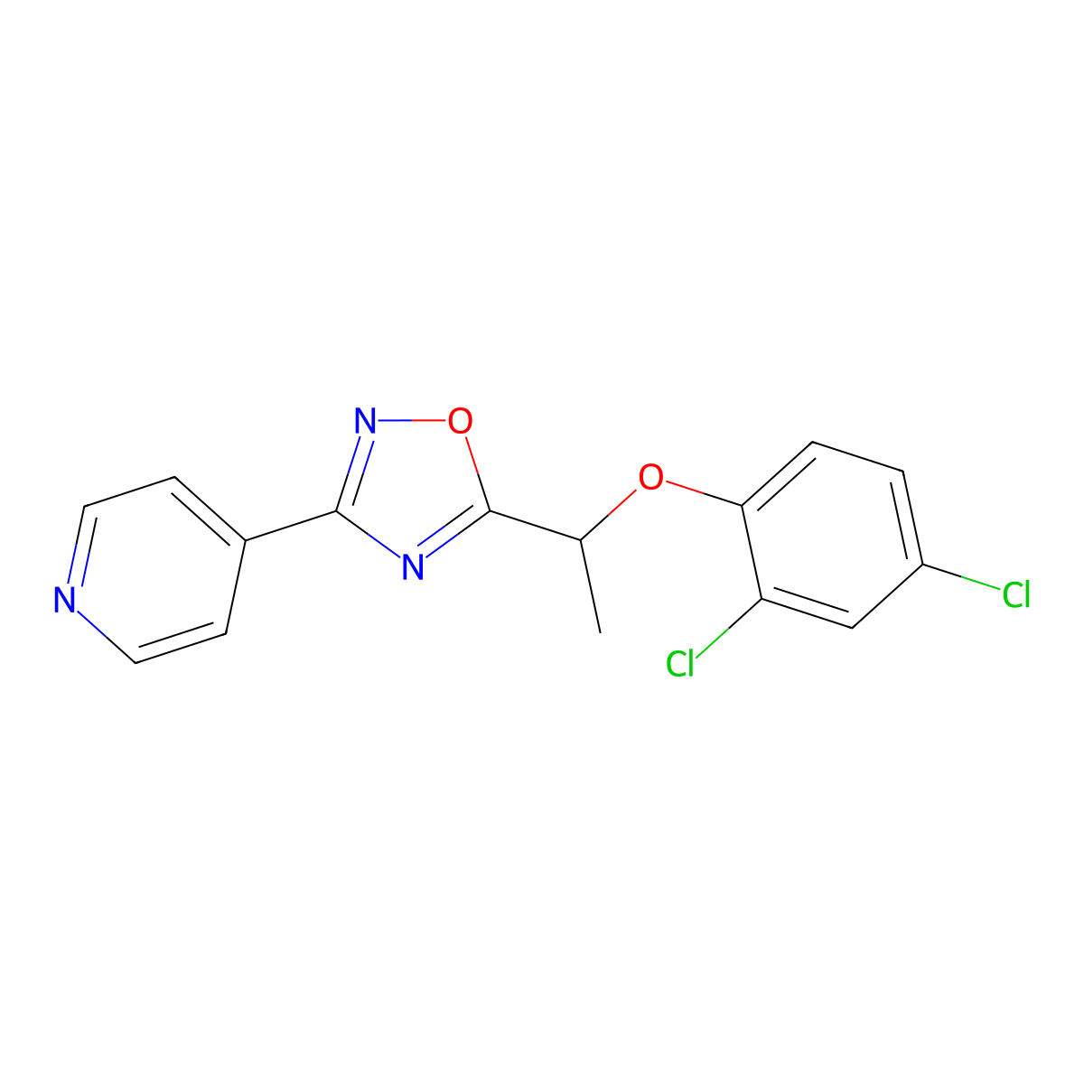 4-{5-[1-(2,4-Dichlorophenoxy)ethyl]-1,2,4-oxadiazol-3-yl}pyridine molecular structure, CAS 431938-45-3