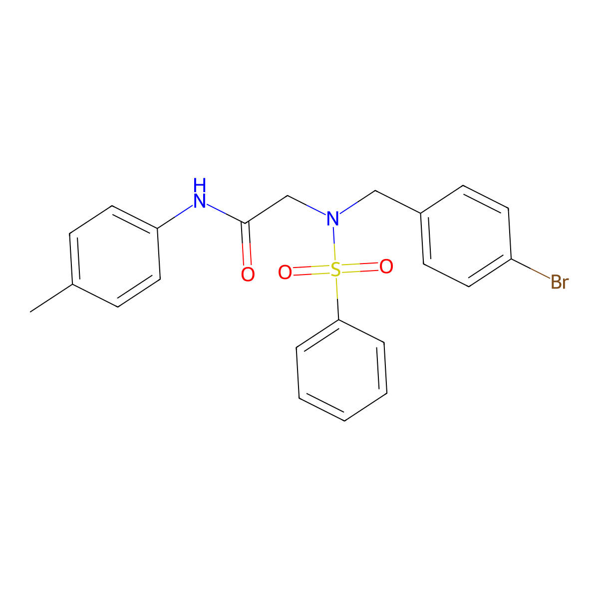 2-[benzenesulfonyl-[(4-bromophenyl)methyl]amino]-N-(4-methylphenyl)acetamide molecular structure, CAS 431938-46-4