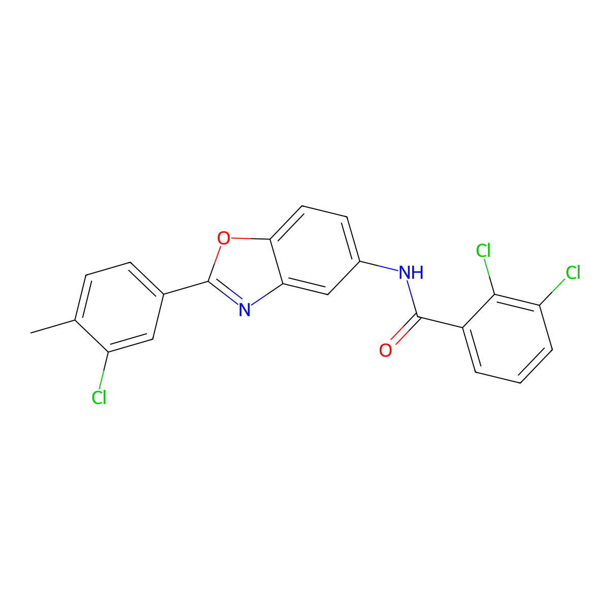 2,3-dichloro-N-[2-(3-chloro-4-methylphenyl)-1,3-benzoxazol-5-yl]benzamide molecular structure, CAS 431938-50-0