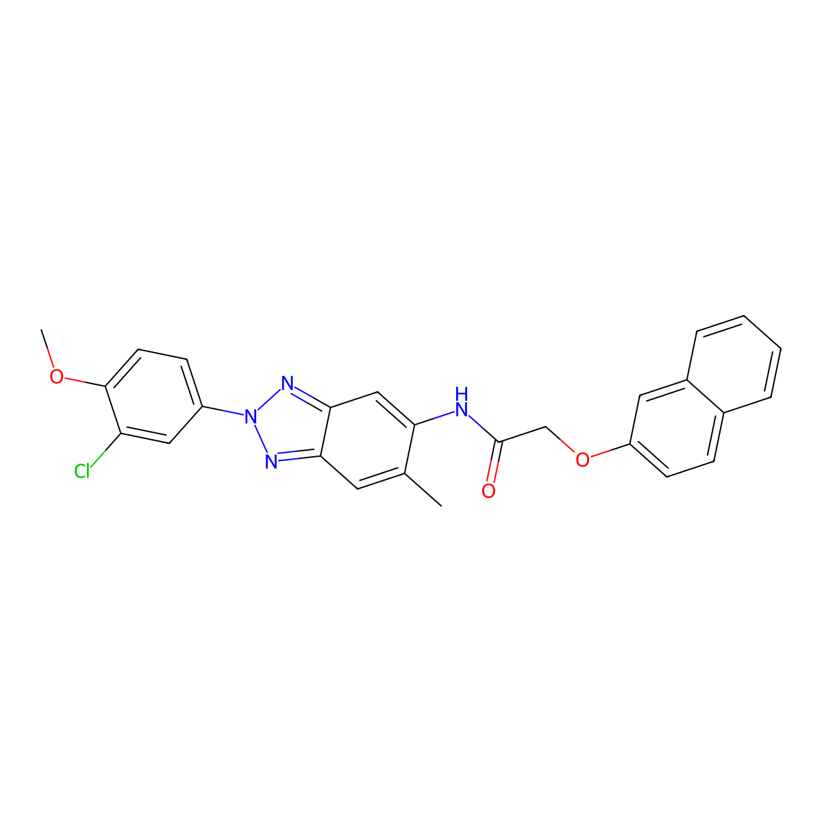 N-[2-(3-chloro-4-methoxyphenyl)-6-methylbenzotriazol-5-yl]-2-naphthalen-2-yloxyacetamide molecular structure, CAS 431938-60-2
