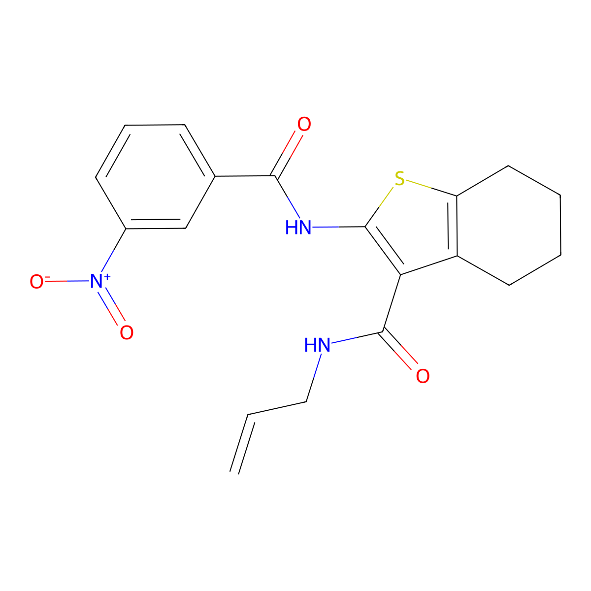 2-[(3-nitrobenzoyl)amino]-N-prop-2-enyl-4,5,6,7-tetrahydro-1-benzothiophene-3-carboxamide molecular structure, CAS 431938-61-3