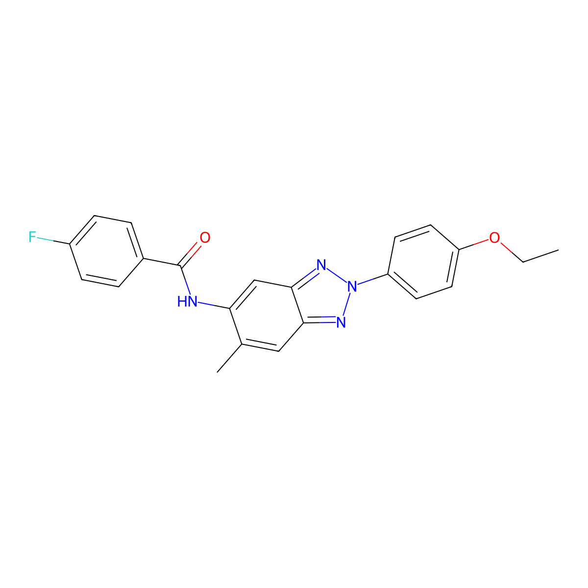 N-[2-(4-ethoxyphenyl)-6-methylbenzotriazol-5-yl]-4-fluorobenzamide molecular structure, CAS 431938-63-5